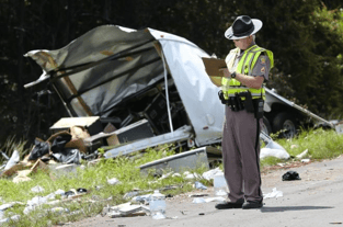 A Florida Highway Patrol trooper investigates a fatal crash on I-75 near mile marker 372.