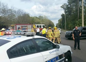 GPD and firefighters working at scene of fatal motorcycle accident